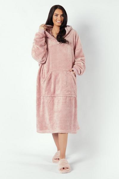 Brentfords Long Teddy Fleece Oversized Hoodie Blanket | Debenhams